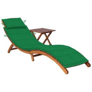 vidaXL Tumbona de jard&iacute;n con mesa y coj&iacute;n madera maciza de acacia