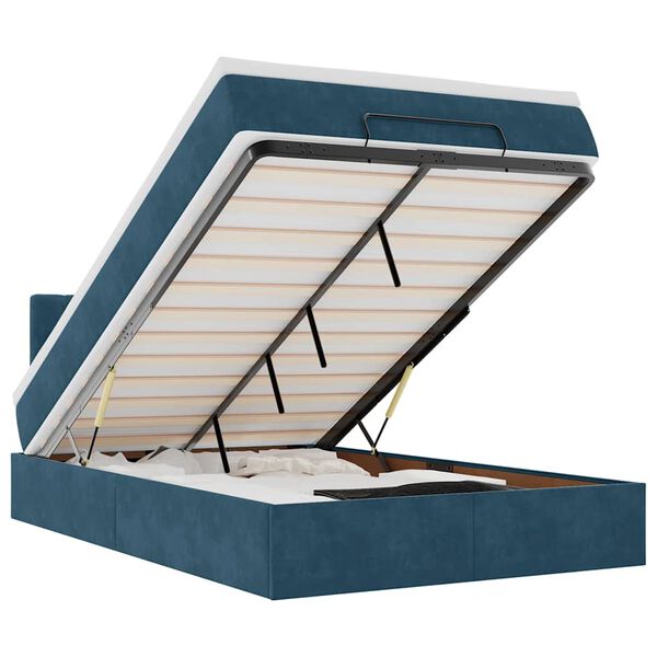 vidaXL Estructura de cama otomana colch&oacute;n terciopelo azul oscuro