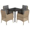 vidaXL Set comedor de jard&iacute;n 5 pzas con cojines rat&aacute;n sint&eacute;tico beige
