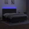 vidaXL Cama box spring colch&oacute;n y luces LED tela negro 160x200 cm
