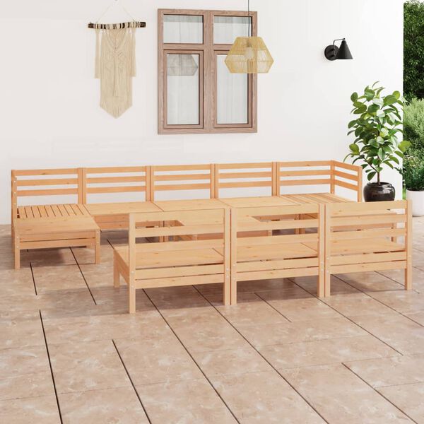 vidaXL Juego de muebles de jard&iacute;n 11 piezas madera maciza de pino