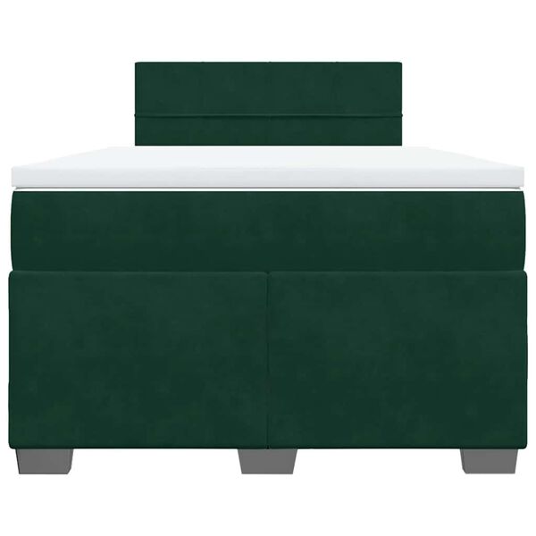 vidaXL Cama box spring con colch&oacute;n terciopelo verde oscuro 120x190 cm