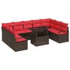 vidaXL Conjunto de sof&aacute; de jard&iacute;n 10 pcs Marr&oacute;n y Rojo Polirat&aacute;n