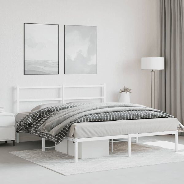 vidaXL Estructura cama sin colch&oacute;n con cabecero metal blanco 160x200cm