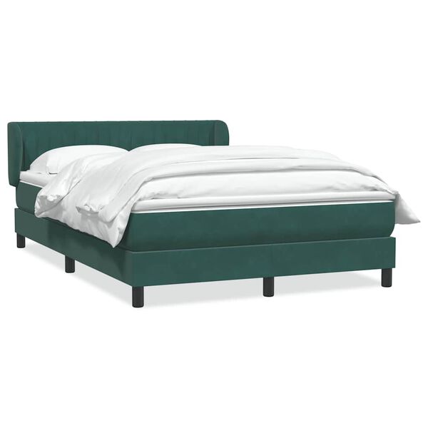 vidaXL Cama box spring con colch&oacute;n terciopelo verde oscuro 160x210 cm