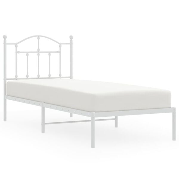 vidaXL Estructura cama sin colch&oacute;n con cabecero metal blanco 80x200 cm