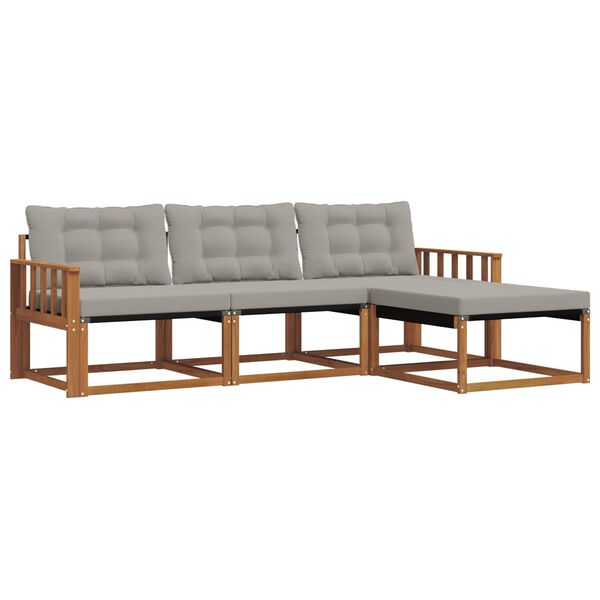 vidaXL Conjunto de sof&aacute;s de exterior 4 pcs Gris Natural y Claro