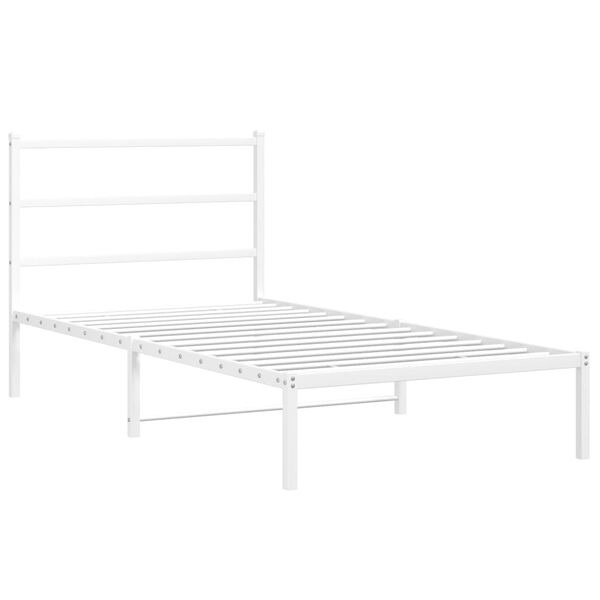 vidaXL Estructura cama sin colch&oacute;n con cabecero metal blanco 100x190cm