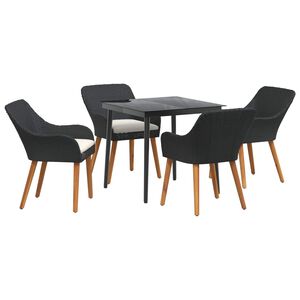 vidaXL Conjunto de Comedor de Jard&iacute;n 5 pcs Negro rat&aacute;n sint&eacute;tico