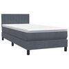 vidaXL Cama box spring con colch&oacute;n terciopelo gris oscuro 80x210 cm
