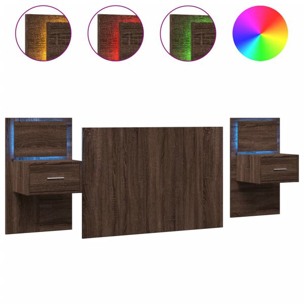 vidaXL Cabecero cama con mesitas madera ingenier&iacute;a marr&oacute;n roble 120 cm