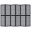 vidaXL Biombo separador de 6 paneles madera maciza Paulownia negro