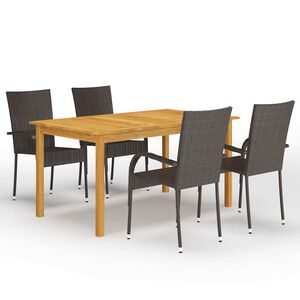 vidaXL Juego de comedor para jard&iacute;n 5 piezas marr&oacute;n