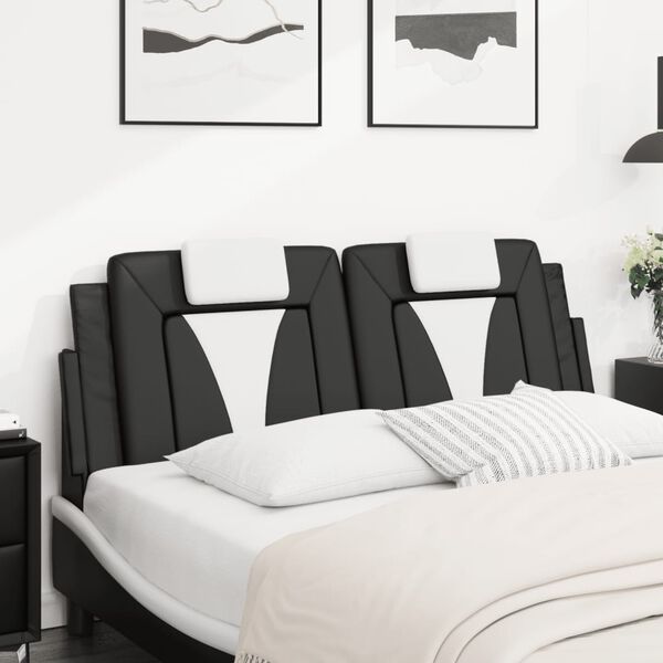 vidaXL Cabecero de cama acolchado Viana cuero sint&eacute;tico negro blanco 152 cm
