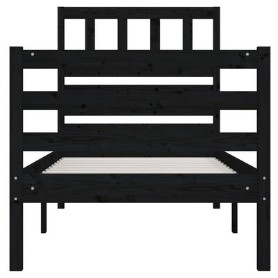 vidaXL Estructura de cama madera maciza negro 90x200 cm
