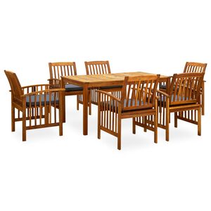 vidaXL Set comedor de jardín 7 pzas y cojines madera maciza de acacia