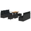 vidaXL Conjunto de sof&aacute; de jard&iacute;n 9 uds. Negro Polirat&aacute;n
