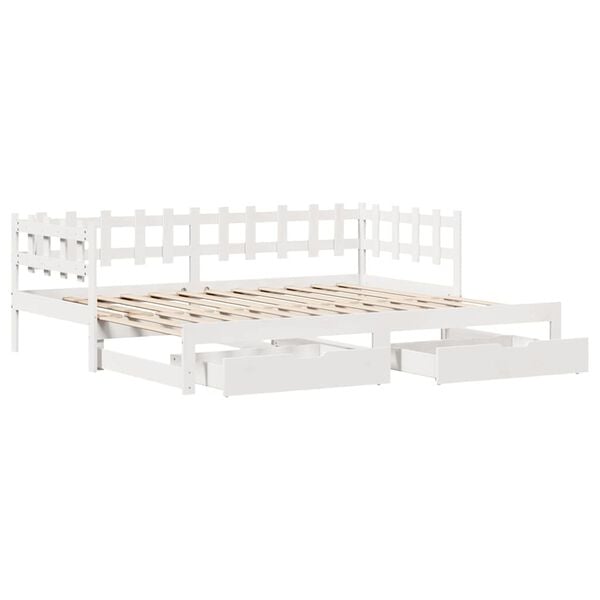 vidaXL Sofá cama nido con cajones sin colchón blanco 90x200 cm