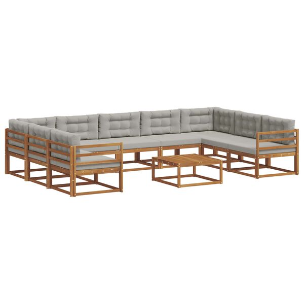 vidaXL Conjunto de sof&aacute;s de exterior 10 pcs Gris Natural y Claro