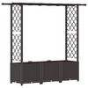 vidaXL Cama elevada con trellis y techo Marr&oacute;n 162,5 x 40 x 136 cm PP