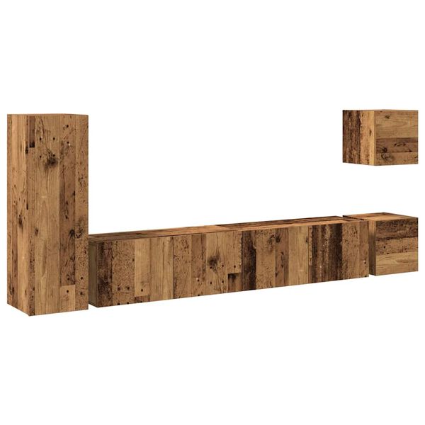 vidaXL Conjunto de mueble de TV 5 piezas montado la pared madera vieja