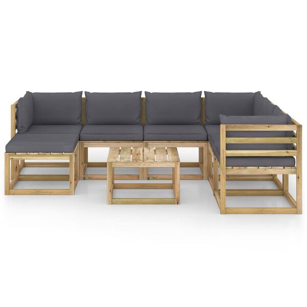 vidaXL Set de muebles de jard&iacute;n 8 piezas con cojines madera impregnada