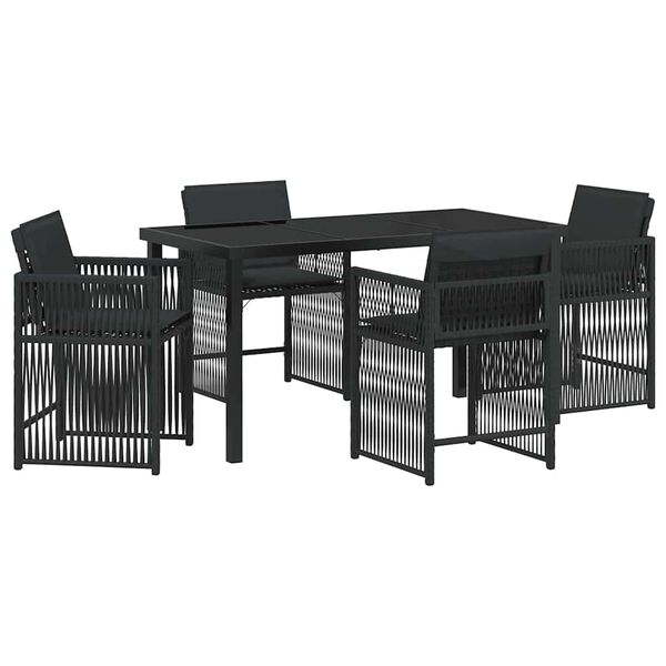 vidaXL Conjunto de Comedor de Jard&iacute;n 5 pcs Negro rat&aacute;n sint&eacute;tico