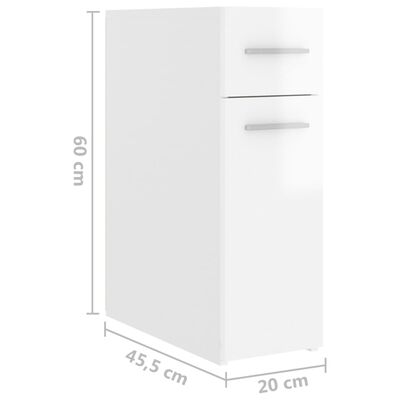 vidaXL Armario boticario madera ingeniería blanco brillo 20x45,5x60 cm