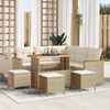 vidaXL Conjunto de sof&aacute;s de jard&iacute;n 9 pcs Beige rat&aacute;n sint&eacute;tico