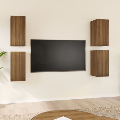 vidaXL Muebles TV 4 uds madera contrachapada marrón roble 30,5x30x60cm