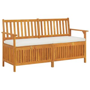 vidaXL Banco de almacenaje con coj&iacute;n madera maciza de acacia 148 cm