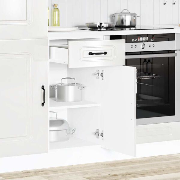 vidaXL Mueble bajo cocina Kalmar madera ingenier&iacute;a blanca alto brillo
