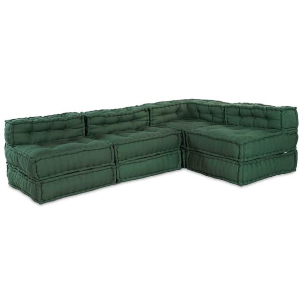 vidaXL Sofá modular 4 pcs Verde tela