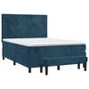 vidaXL Cama box spring con colch&oacute;n terciopelo azul oscuro 140x200 cm