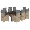 vidaXL Set comedor de jard&iacute;n 9 pzas con cojines rat&aacute;n sint&eacute;tico beige