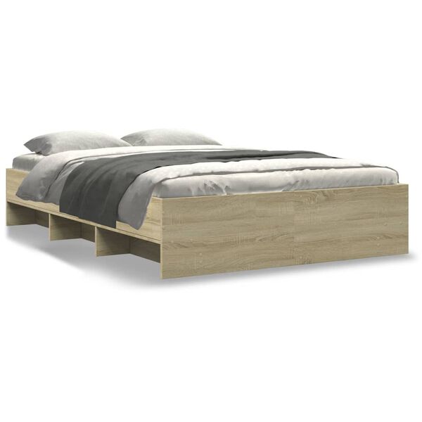 vidaXL Estructura de cama sin colch&oacute;n madera roble Sonoma 120x190 cm