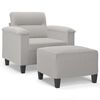 vidaXL Sill&oacute;n con taburete tela de microfibra gris claro 60 cm