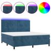 vidaXL Cama box spring colch&oacute;n y LED terciopelo azul oscuro 160x200 cm