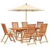 vidaXL Conjunto de comedor exterior con parasol 8 uds. 6 plaza