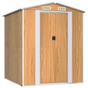 vidaXL Cobertizo jard&iacute;n acero galvanizado marr&oacute;n claro 192x191x223 cm