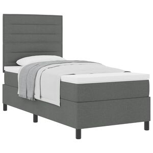 vidaXL Cama tipo Box Spring con colch&oacute;n Gris oscuro 80 x 200 cm tela