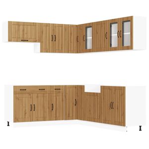 vidaXL Mueble de cocina Lucca 11 piezas artesanal roble