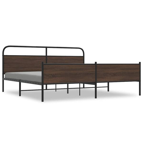vidaXL Estructura de cama sin colch&oacute;n metal roble marr&oacute;n 183x213 cm