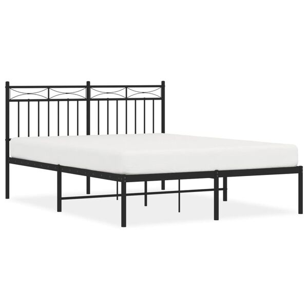 vidaXL Estructura cama sin colchón con cabecero metal negro 135x190 cm