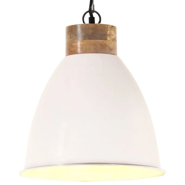 vidaXL L&aacute;mpara colgante industrial hierro blanco y madera 35 cm E27