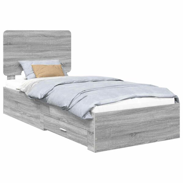 vidaXL Estructura de cama con cabecera Gris Sonoma 100 x 200 cm