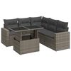 vidaXL Set de muebles de jard&iacute;n 6 pzas y cojines rat&aacute;n sint&eacute;tico gris