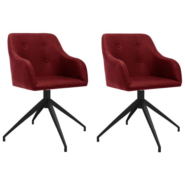 vidaXL Sillas de comedor giratorias 2 unidades tela rojo tinto