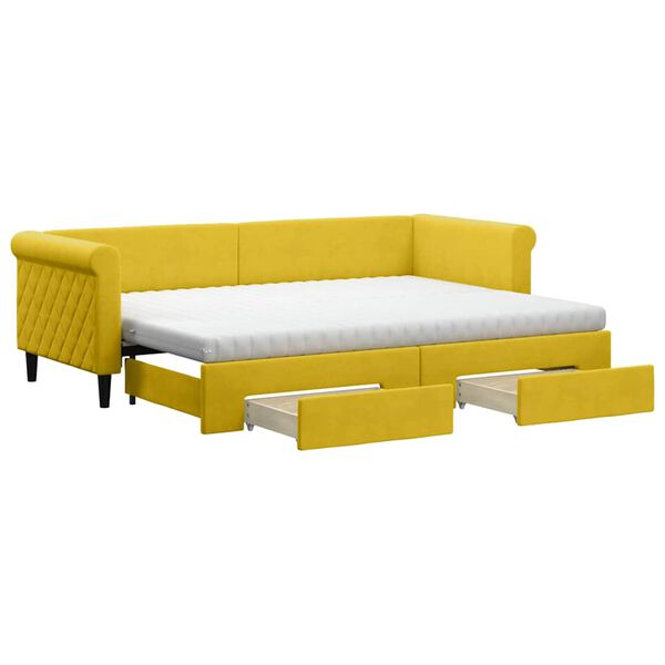 vidaXL Sofá cama nido con cajones terciopelo amarillo 80x200 cm