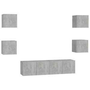 vidaXL Set de muebles de sal&oacute;n 6 pzas madera ingenier&iacute;a gris hormig&oacute;n